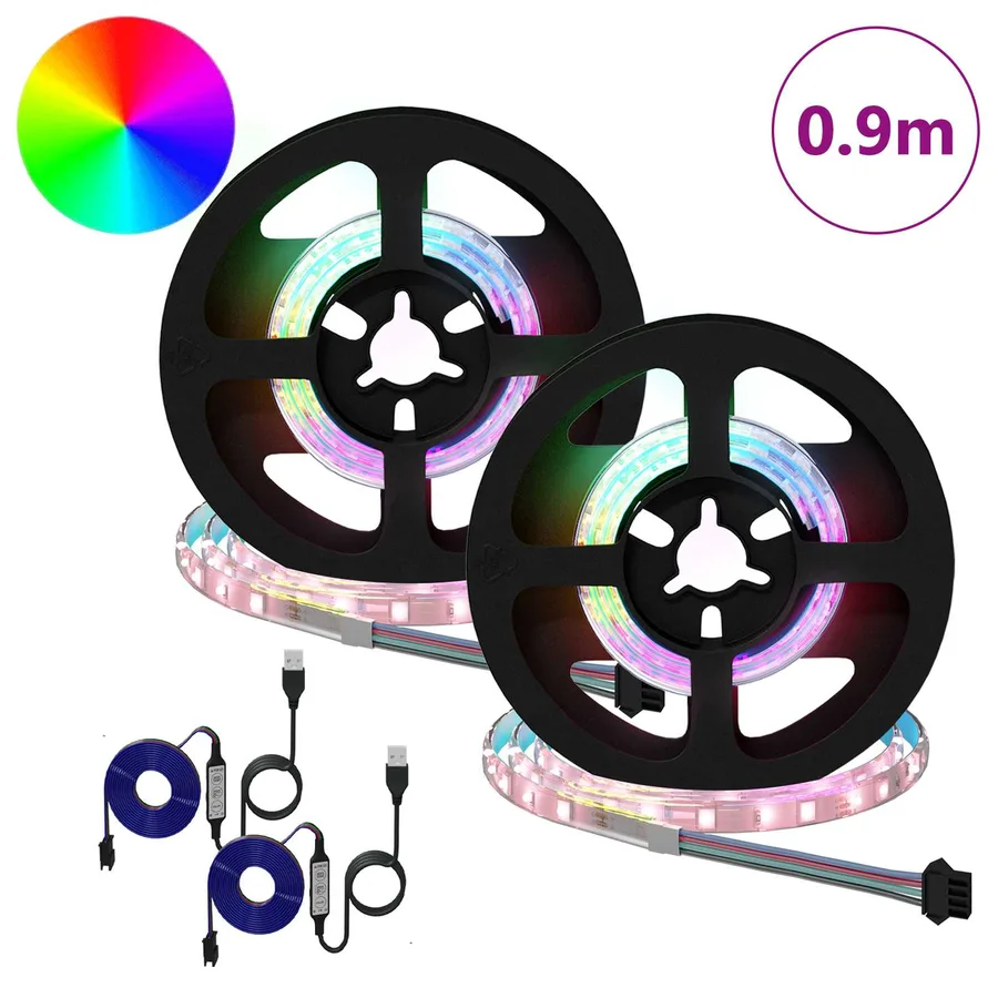 Bande LED 2 pcs Noir et Transparent 450 mm Cuivre et plastique - 2