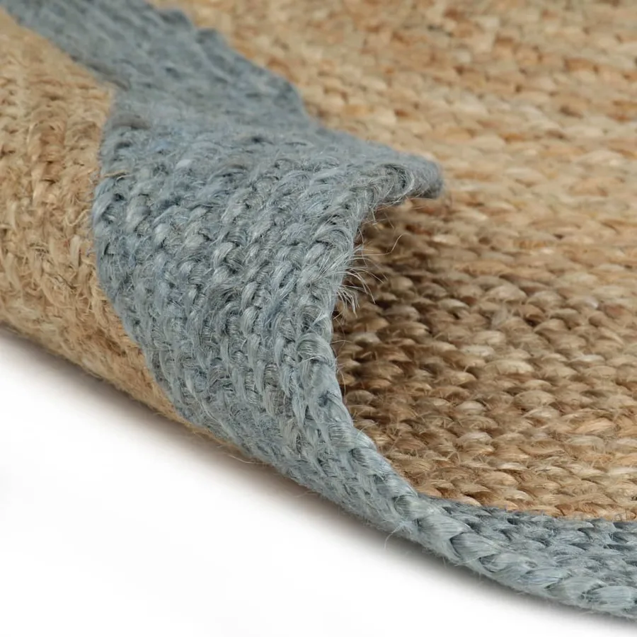Tapis fait à la main Jute avec bord vert olive 120 cm - 2