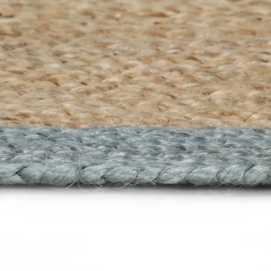 Tapis fait à la main Jute avec bord vert olive 120 cm - 3