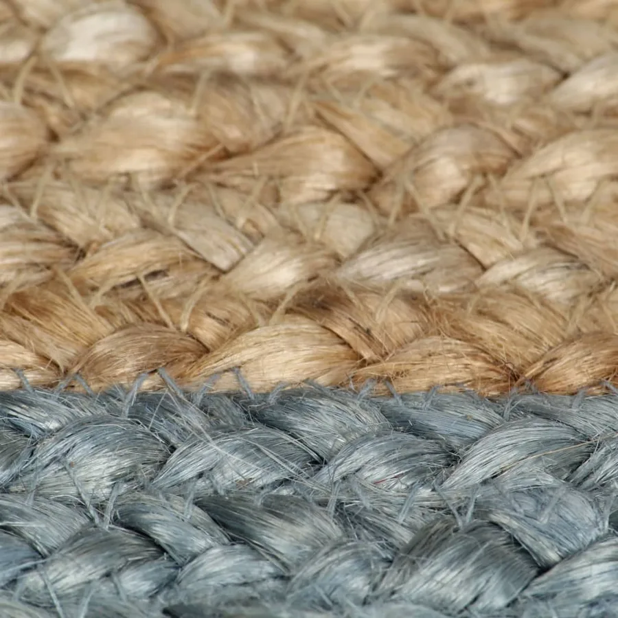 Tapis fait à la main Jute avec bord vert olive 120 cm - 5