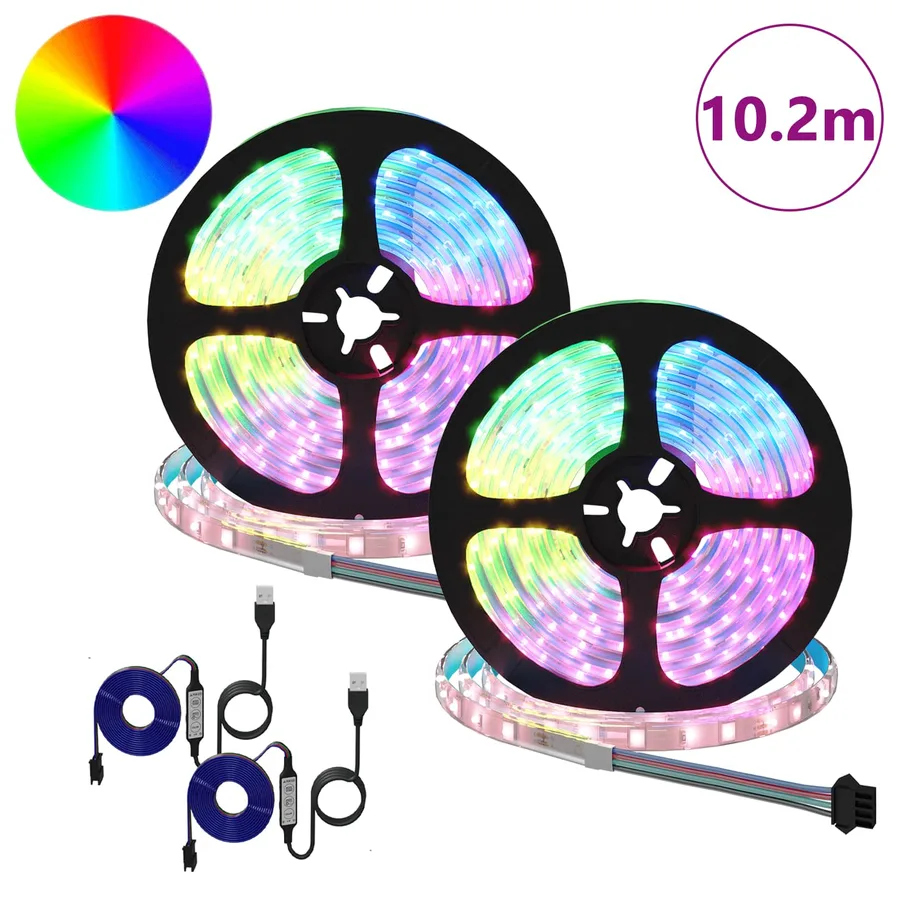 Bande LED 2 pcs Noir et Transparent 5100 mm Cuivre et plastique - 2