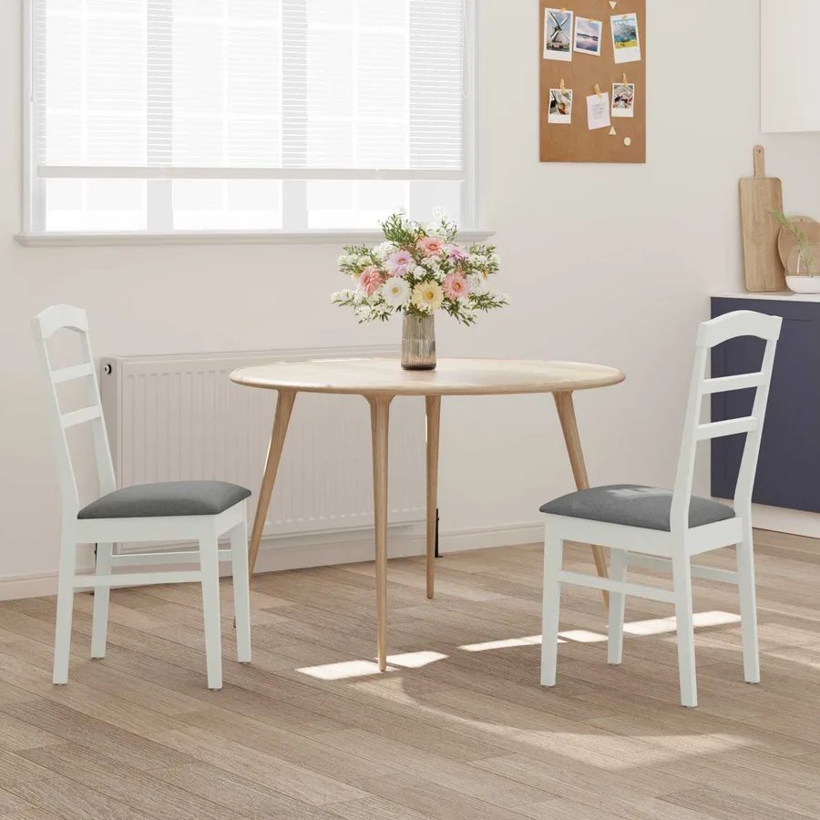 Chaise de salle à manger 2 pcs Blanc et Gris - 3
