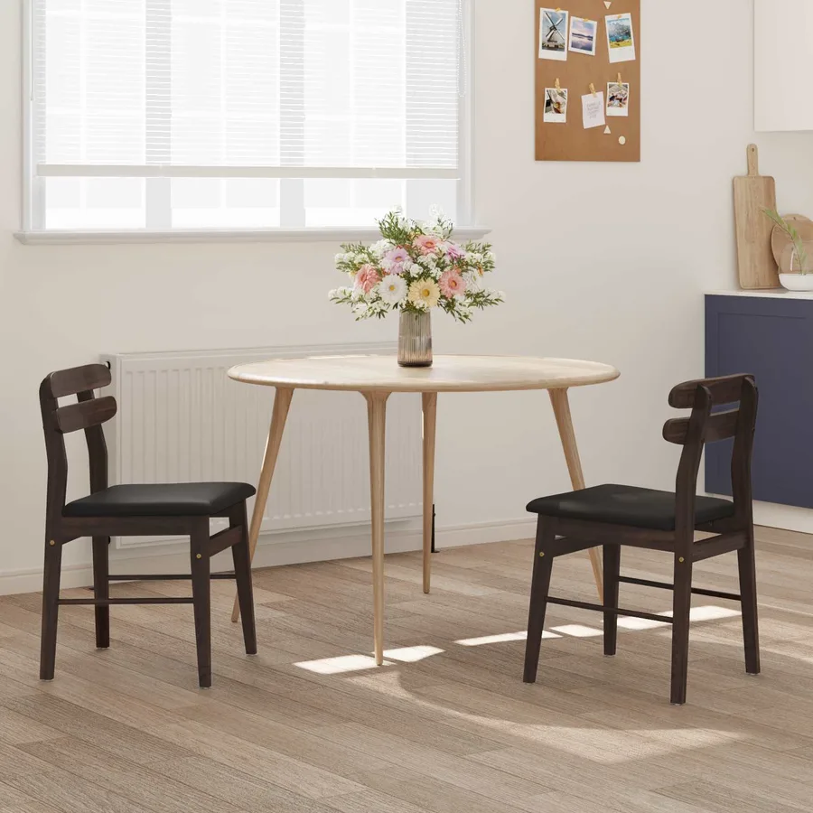 Chaise de salle à manger 2 pcs Marron clair et noir - 3