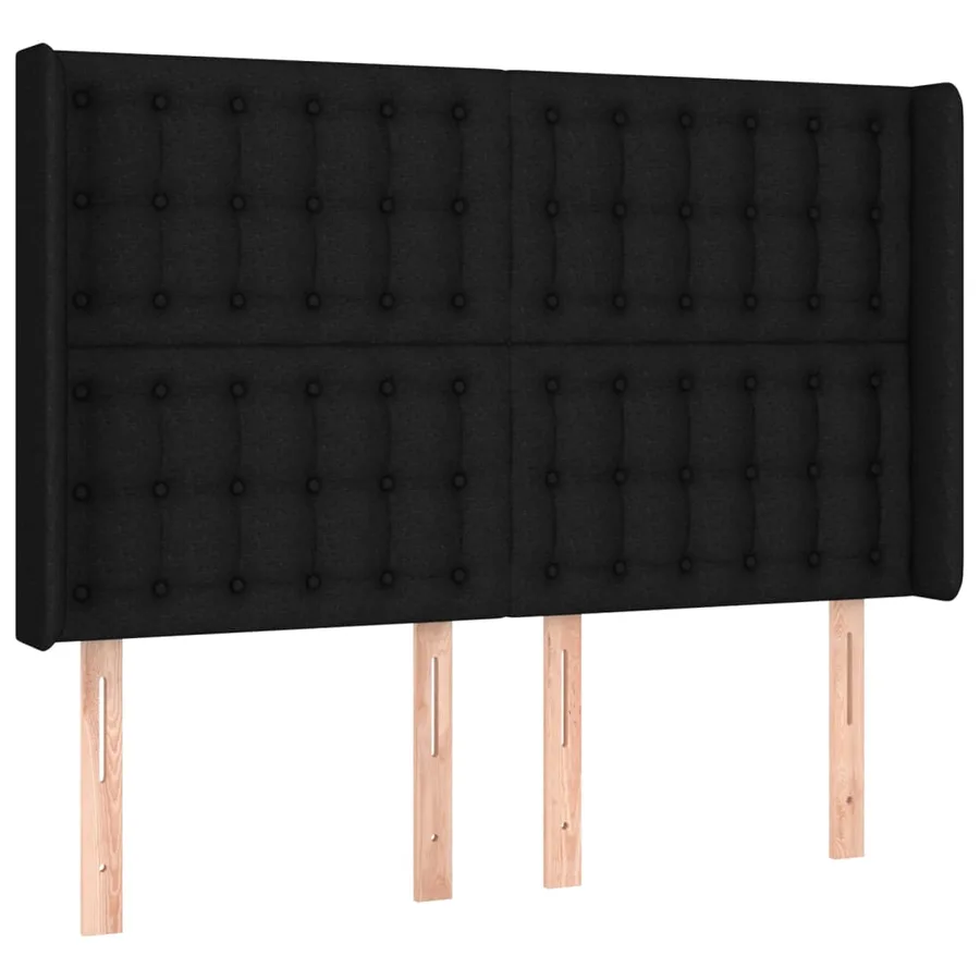 Tête de lit avec oreilles Noir 147x16x118/128 cm Tissu - 2