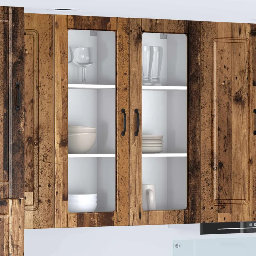 Cabinet en verre mural PORTO Bois ancien 80 x 31 x 100 cm