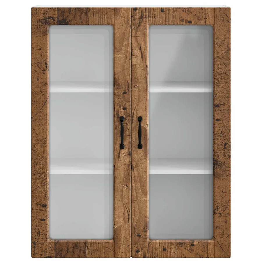 Cabinet en verre mural PORTO Bois ancien 80 x 31 x 100 cm - 6