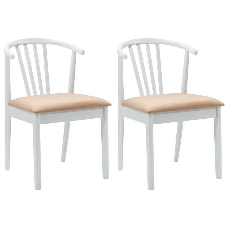 Chaise de salle à manger 2 pcs Blanc et marron - 2