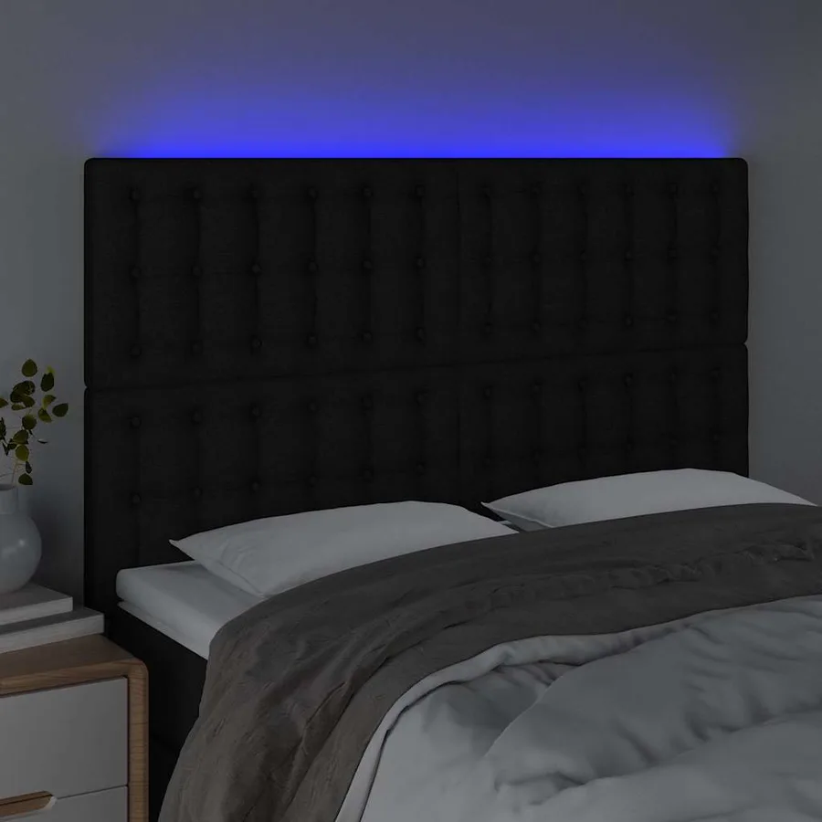 Tête de lit à LED Noir 144x5x118/128 cm Tissu - 3