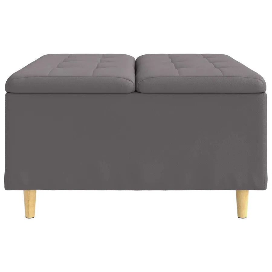 Pouf de rangement avec coussin Gris 80 x 80 x 45 cm Simili cuir - 5