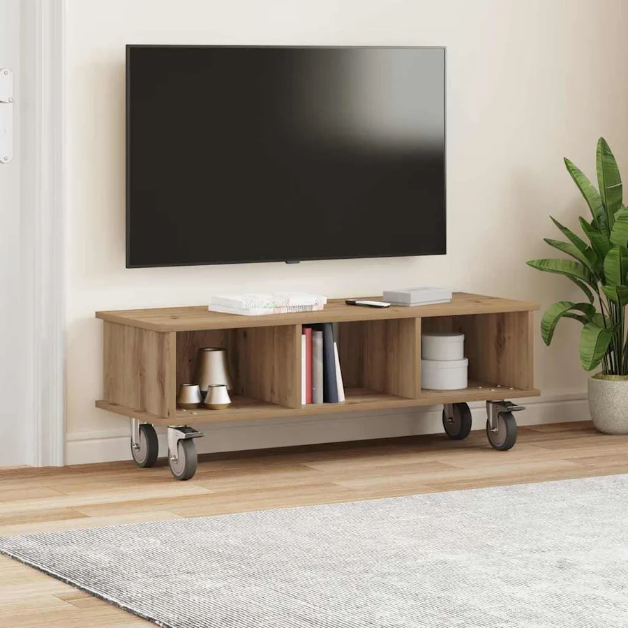 Meuble TV 100 x 35 x 35 cm Chêne artisanal Bois d'ingénierie - 4