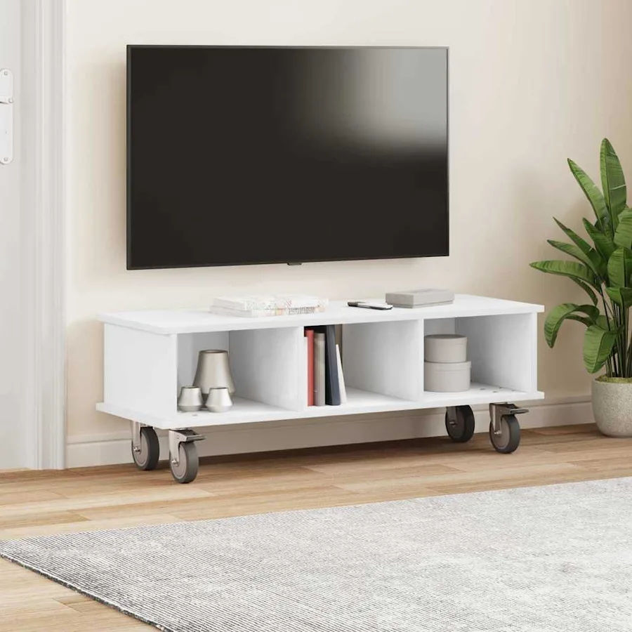 Meuble TV Blanc 100 x 35 x 35 cm Bois d'ingénierie - 4