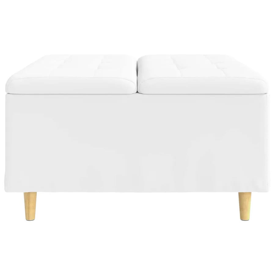 Pouf de rangement Blanc 80 x 80 x 45 cm Simili cuir - 5