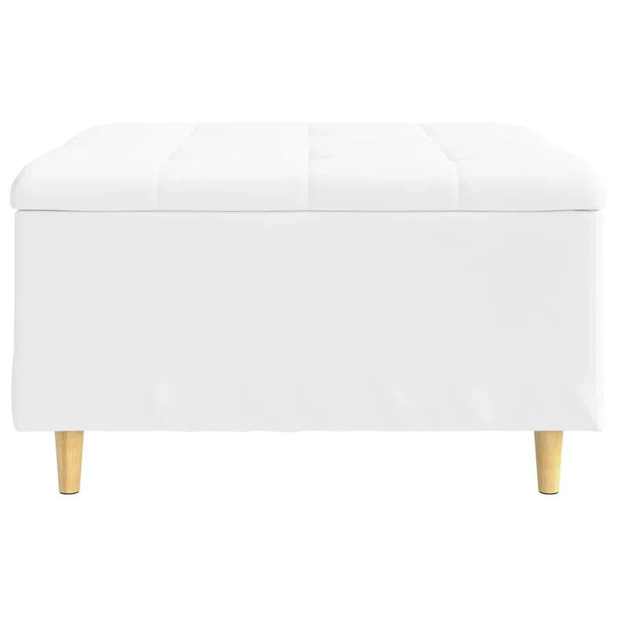 Pouf de rangement Blanc 80 x 80 x 45 cm Simili cuir - 6