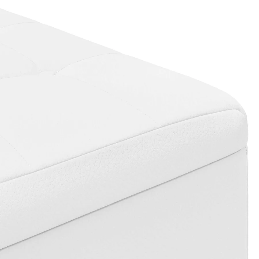 Pouf de rangement Blanc 80 x 80 x 45 cm Simili cuir - 7
