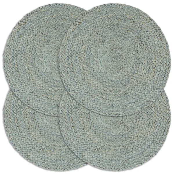 Napperons 4 pcs Vert olive Plain 38 cm Rond Jute