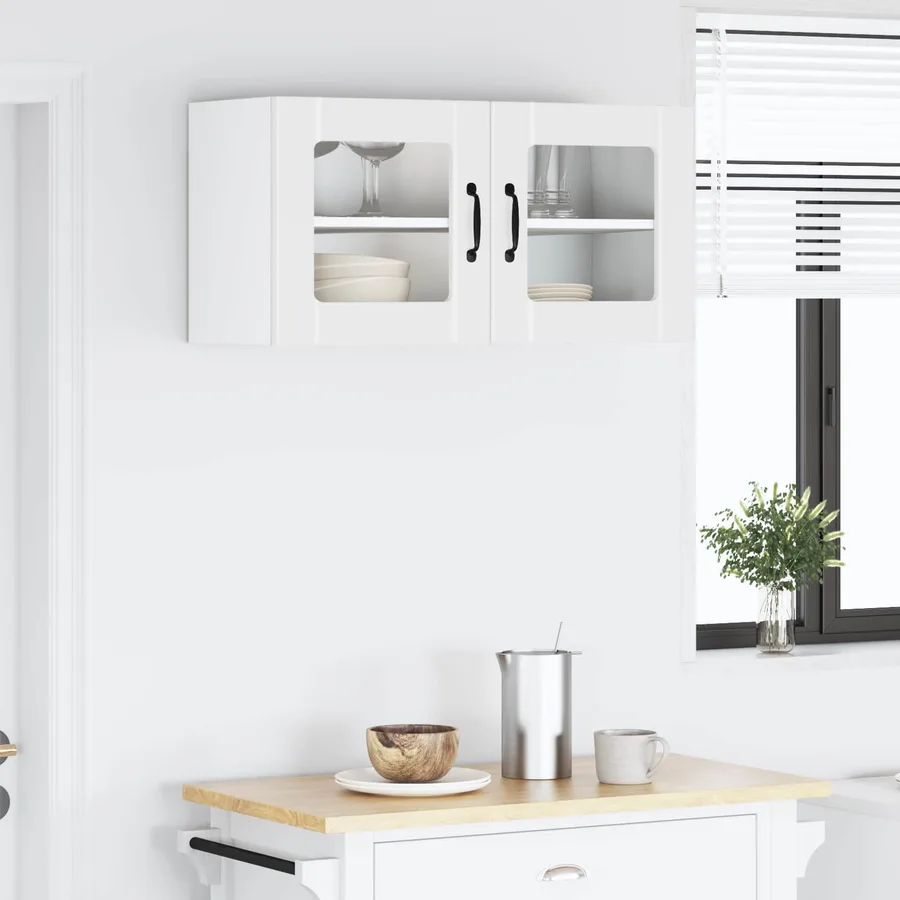 Cabinet en verre mural PORTO Blanc 80 x 31 x 40 cm - 4
