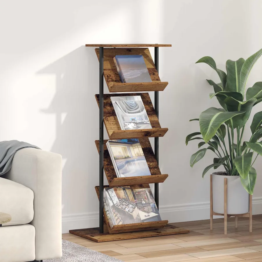 Étagère à magazines avec étagère Bois ancien 68 x 40 x 123,5 cm
