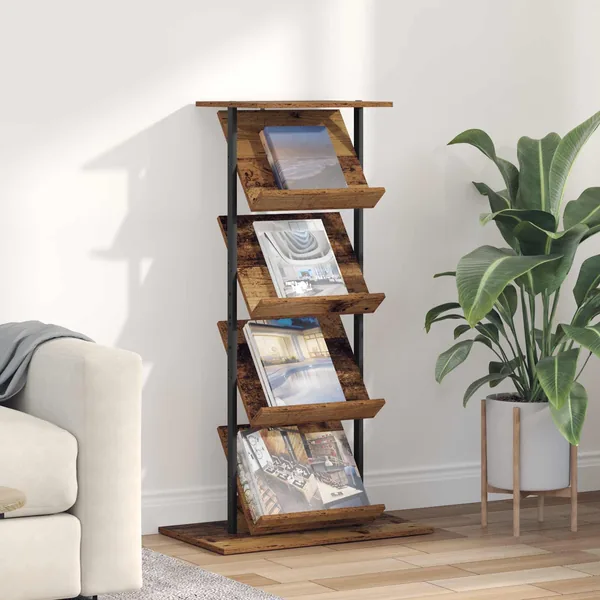 Étagère à magazines avec étagère Bois ancien 68 x 40 x 123,5 cm