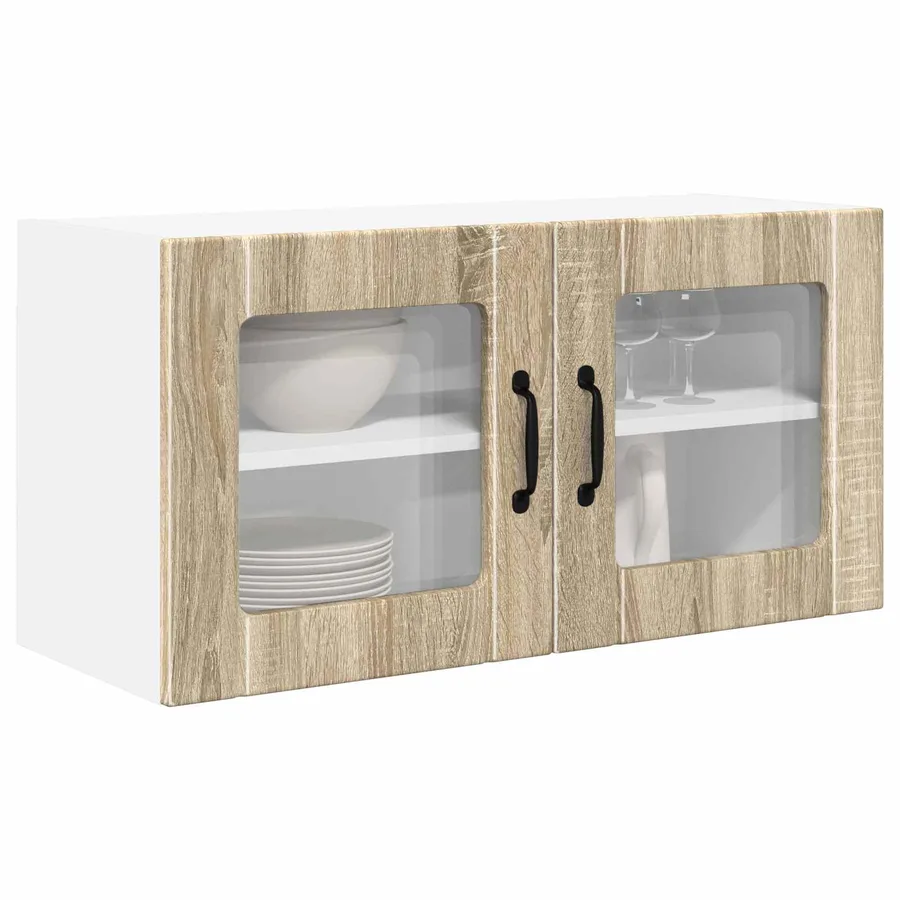 Cabinet de Verre Mural PORTO Chêne Sonoma 80 x 31 x 40 cm - 3