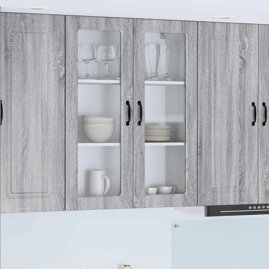 Cabinet en verre mural PORTO Gris Sonoma 80 x 31 x 100 cm