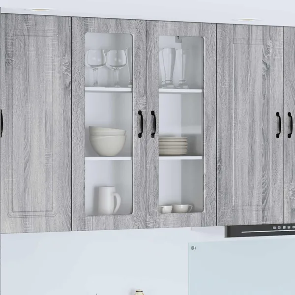 Cabinet en verre mural PORTO Gris Sonoma 80 x 31 x 100 cm