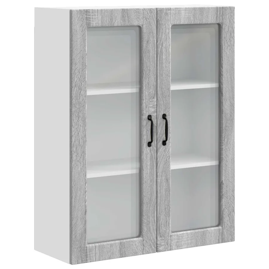 Cabinet en verre mural PORTO Gris Sonoma 80 x 31 x 100 cm - 2