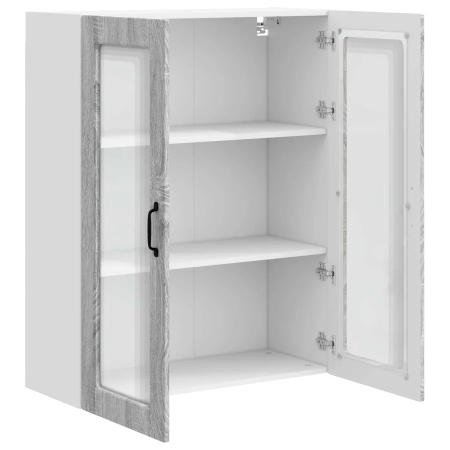 Cabinet en verre mural PORTO Gris Sonoma 80 x 31 x 100 cm - 5