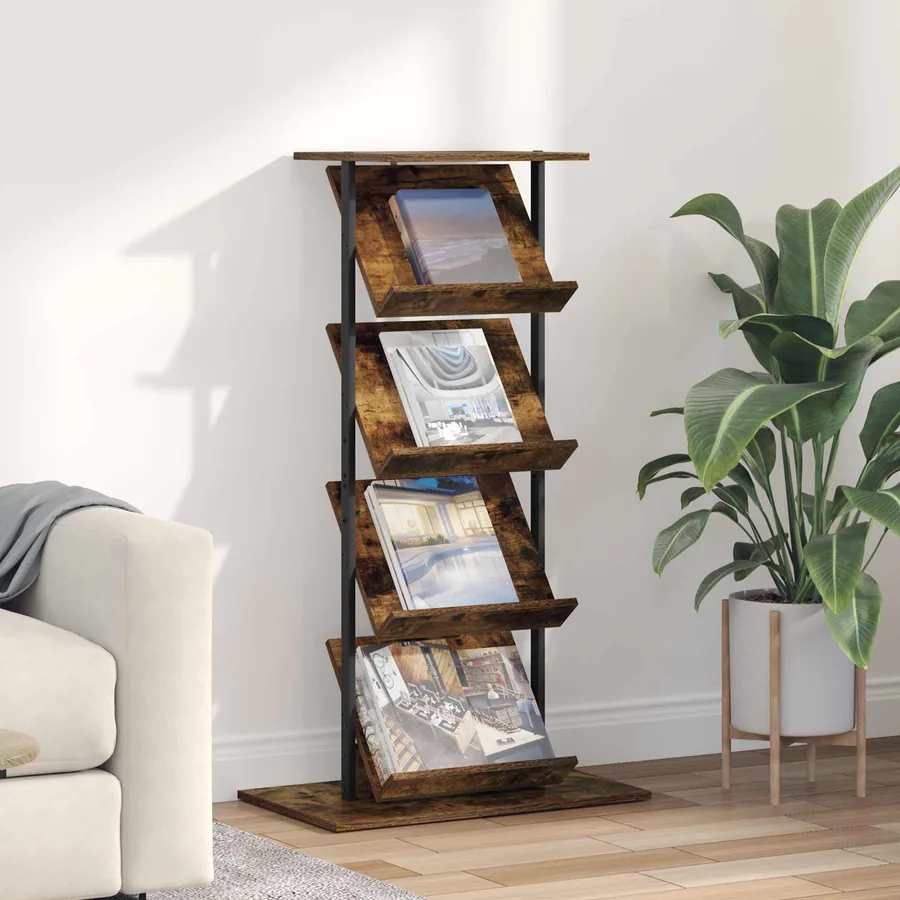 Étagère à magazines avec étagère Chêne fumé 68 x 40 x 123,5 cm