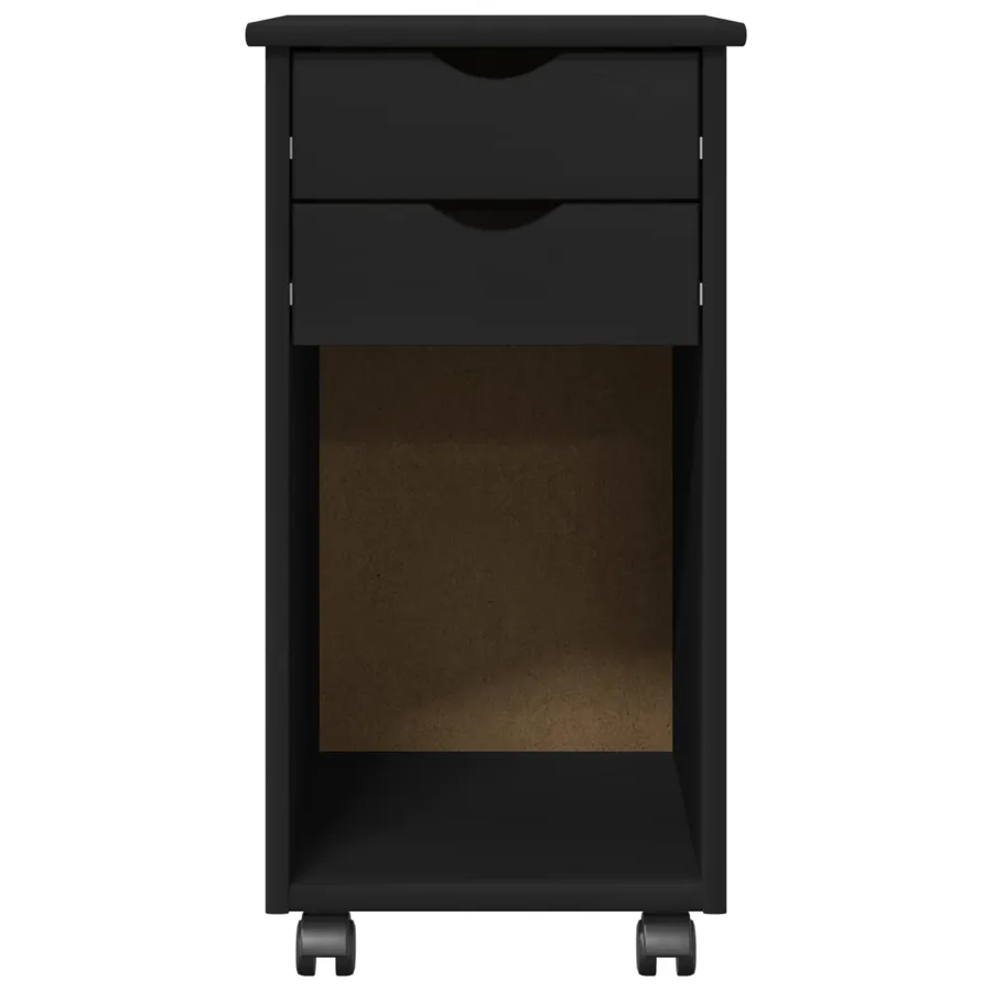 Cabinet roulant Noir 34 x 39 x 65,5 cm Pin massif - 5