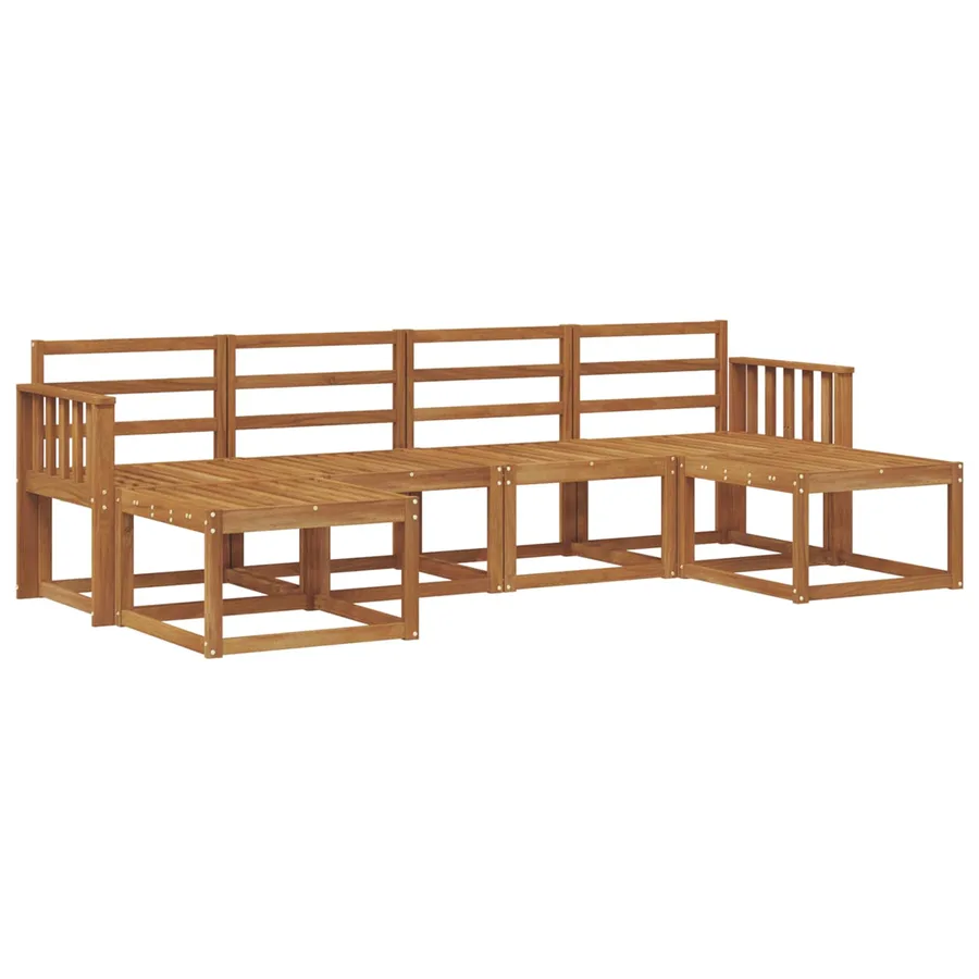 Ensemble de canapés d'extérieur 6 pcs Naturel Bois d'ingénierie - 2