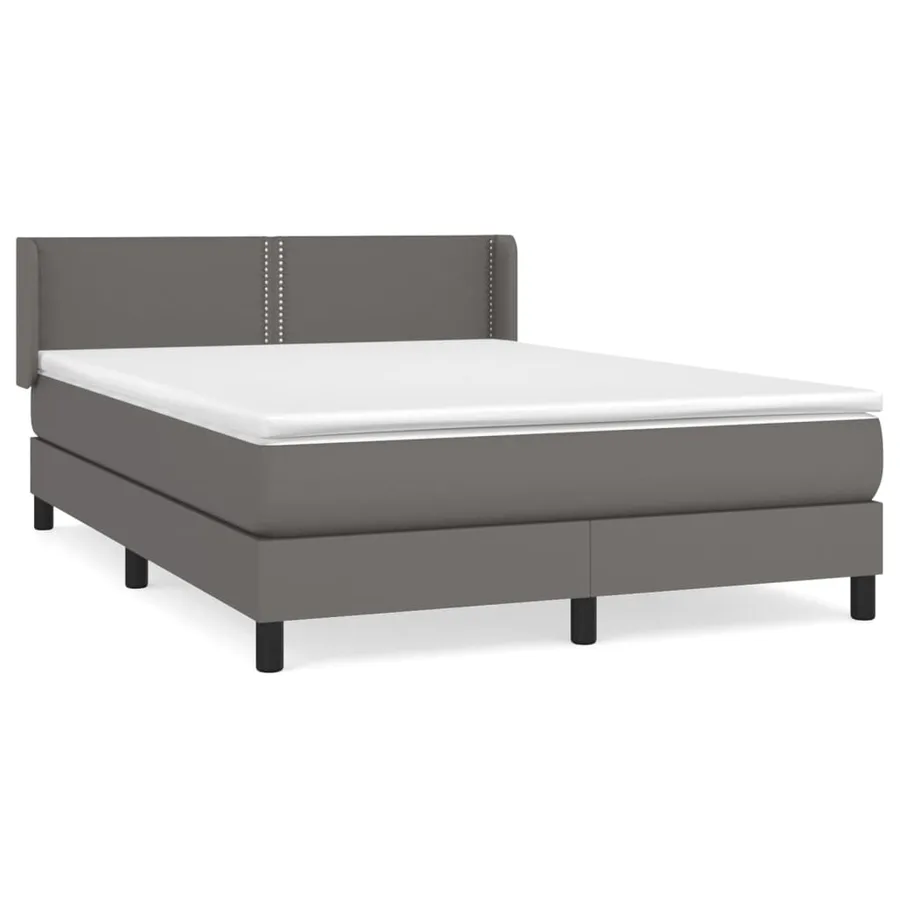 Sommier à lattes de lit avec matelas Gris 140x190 cm Similicuir - 2