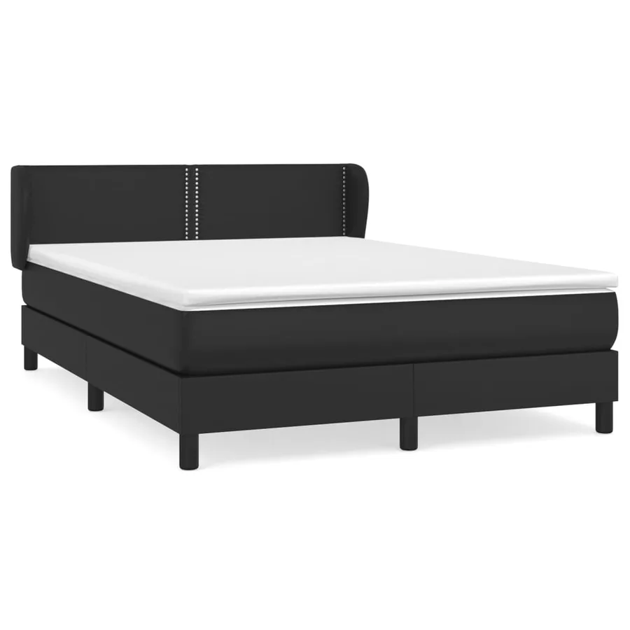 Sommier à lattes de lit avec matelas Noir 140x190 cm Similicuir - 2