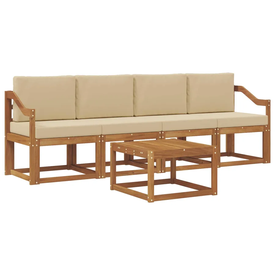 Ensemble de canapés d'extérieur 5 pcs Naturel et Beige - 2