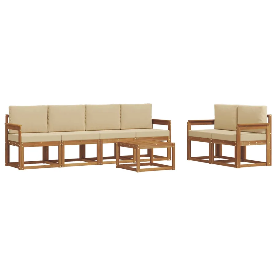 Ensemble de canapés d'extérieur 7 pcs Naturel et Beige - 2