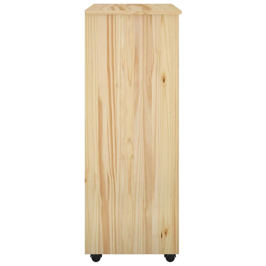 Cabinet roulant Marron 53 x 39 x 103 cm Bois de Pin Massif - 5
