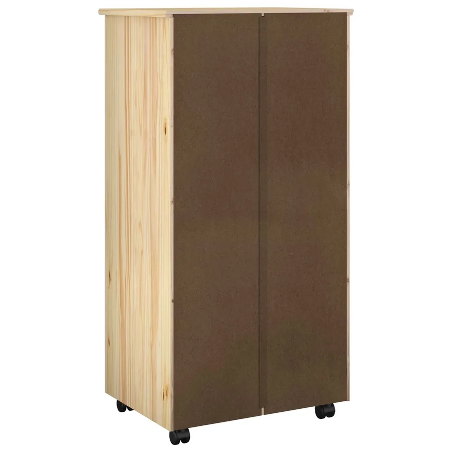 Cabinet roulant Marron 53 x 39 x 103 cm Bois de Pin Massif - 6