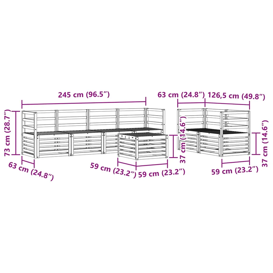 Ensemble de canapés d'extérieur 7 pcs Naturel - 9