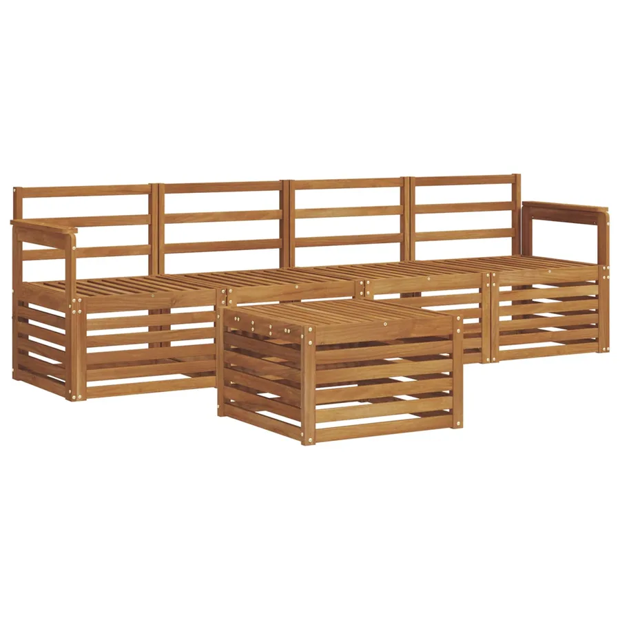 Ensembles de canapés 5 pcs Naturel Bois d'Acacia Massif - 2