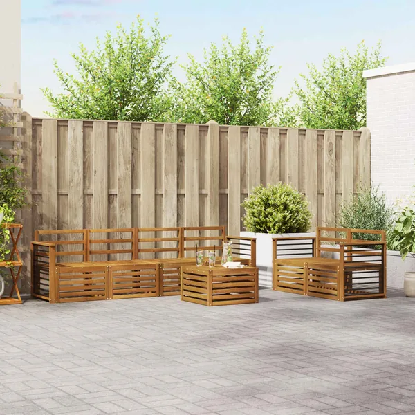 Ensembles de canapés 7 pcs Naturel Bois d'Acacia Massif