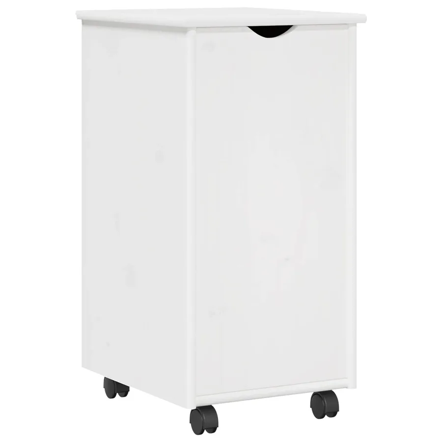 Cabinet roulant Blanc 34 x 39 x 65,5 cm Bois de Pin Massif - 2