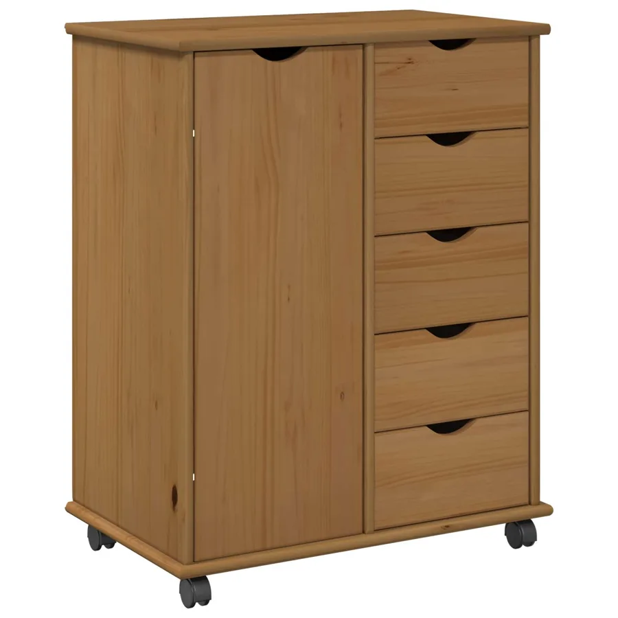 Cabinet roulant avec roue Marron miel 63,5 x 39 x 79 cm - 2