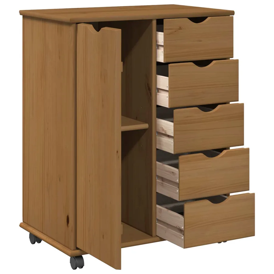 Cabinet roulant avec roue Marron miel 63,5 x 39 x 79 cm - 4