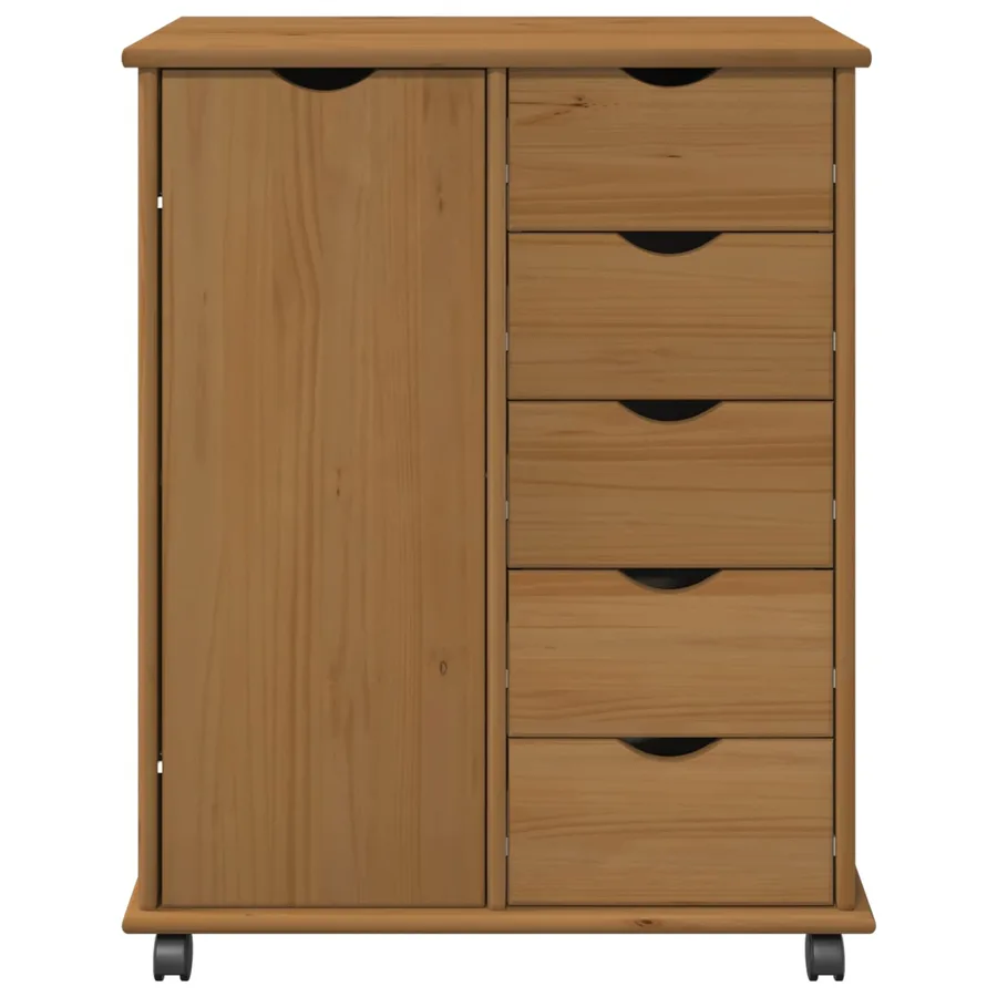 Cabinet roulant avec roue Marron miel 63,5 x 39 x 79 cm - 5