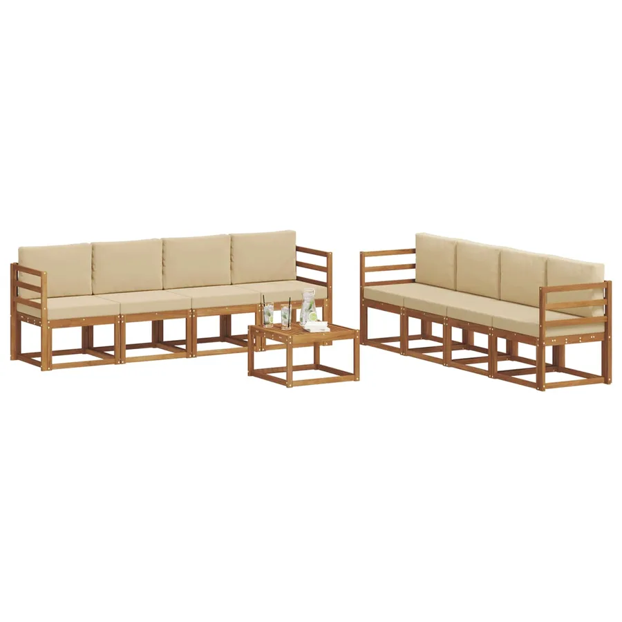 Ensemble de canapés d'extérieur 9 pcs Naturel et Beige - 3