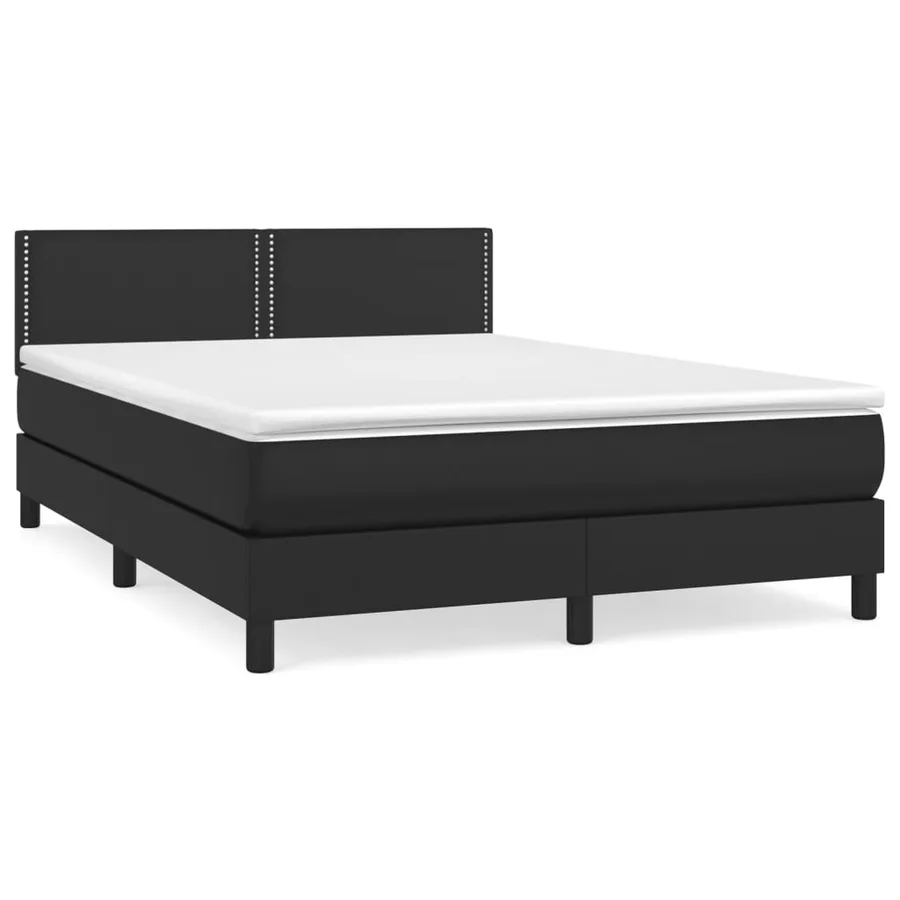 Sommier à lattes de lit avec matelas Noir 140x190 cm Similicuir - 2