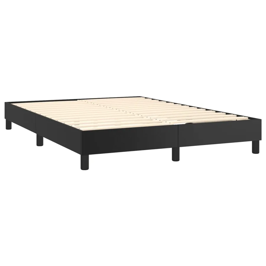 Sommier à lattes de lit avec matelas Noir 140x190 cm Similicuir - 4