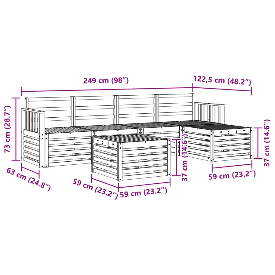 Ensemble de canapés d'extérieur 6 pcs Naturel - 8