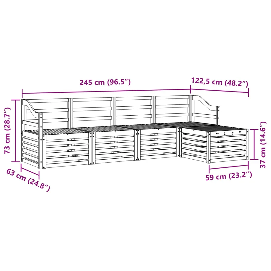 Ensemble de canapés d'extérieur 5 pcs Naturel - 8