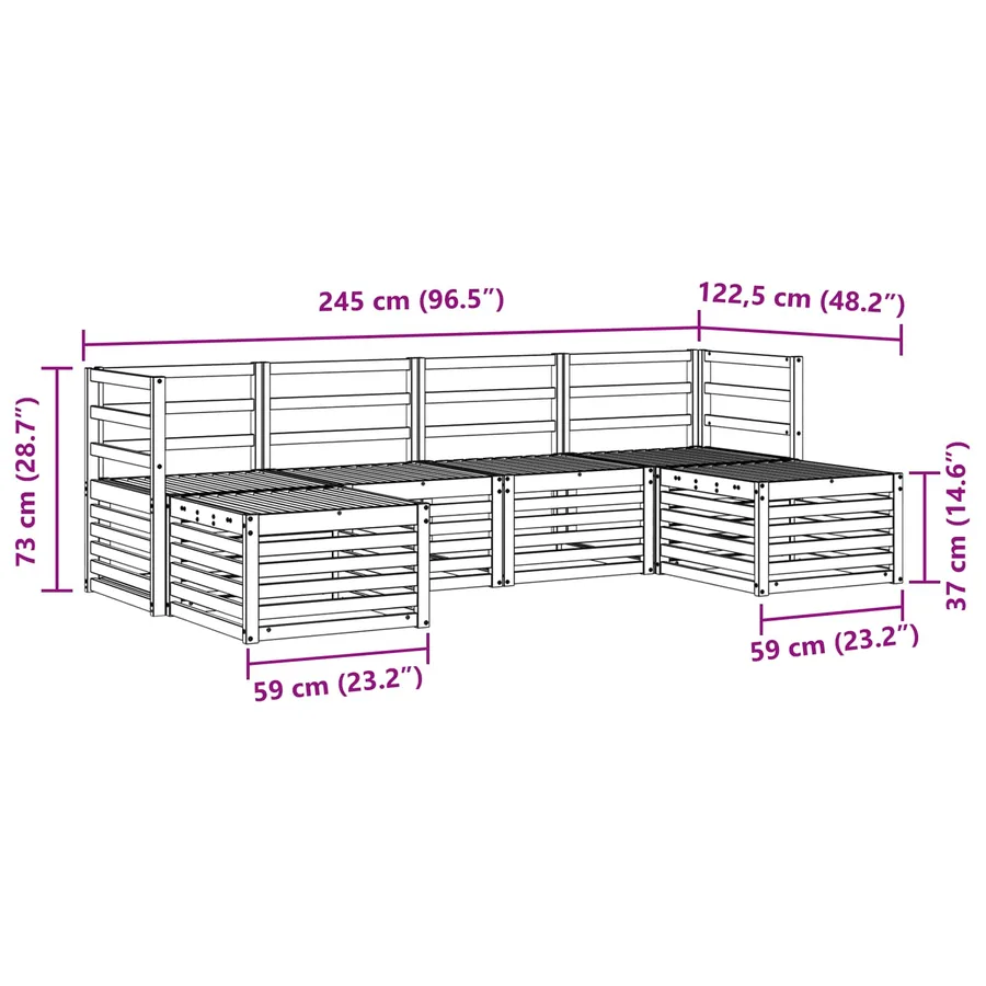 Ensembles de canapés 6 pcs Naturel Bois d'Acacia Massif - 8