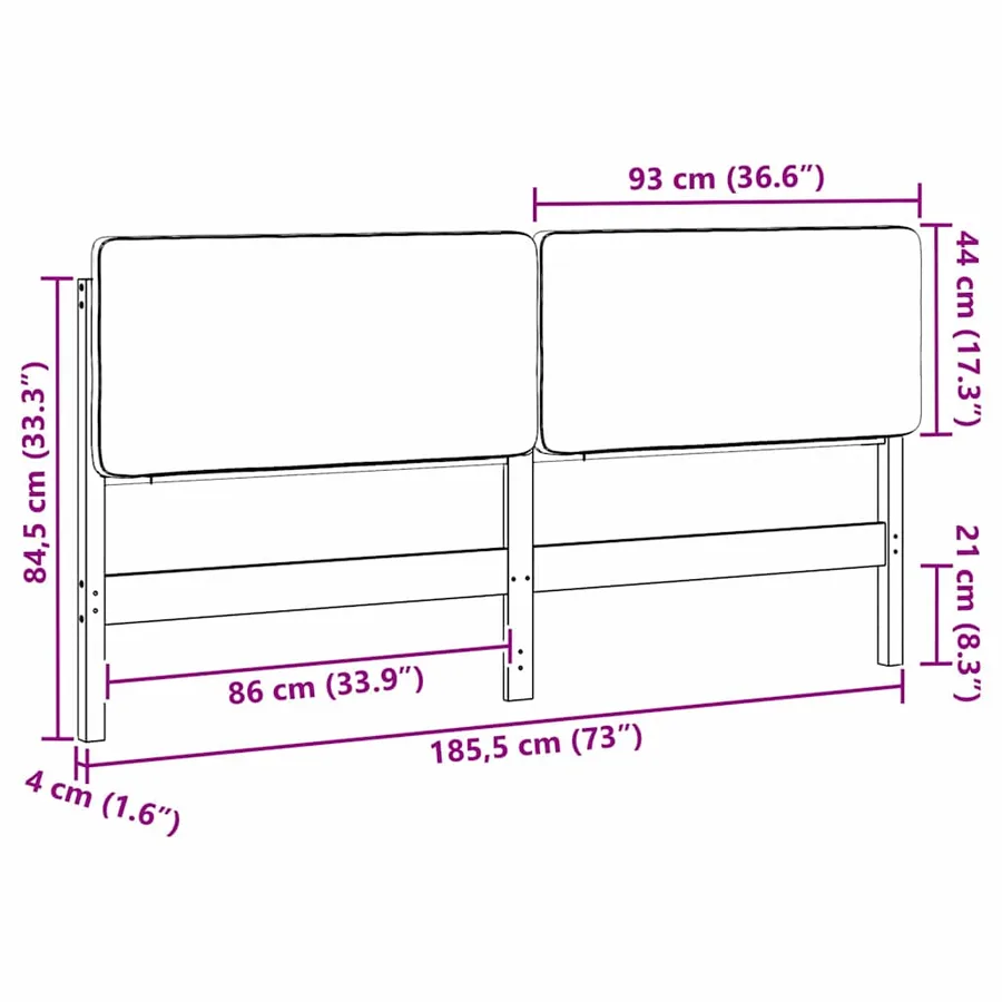 Tête de lit capitonnée Marron et Noir 180 cm Pin massif - 13
